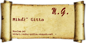 Mikó Gitta névjegykártya
